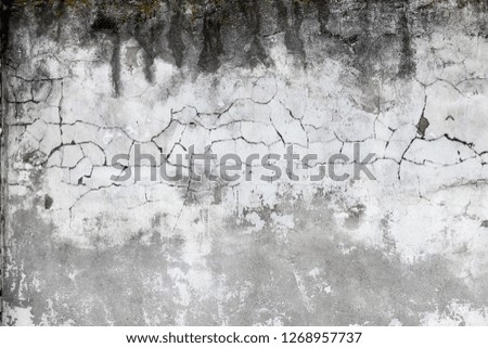 Aged cracked concrete stone plaster wall background and texture style. Wall covered with gray cement surface with cracks. Old grunge textures backgrounds. Plaster wall