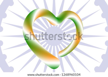 3d colorful heart sign in traditional indian flag tricolor colors, festive design element, stock vector illustration clip art