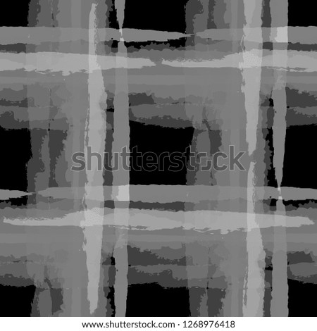 Plaid. Seamless Grunge Pattern with Hand Painted Crossing Stripes for Print, Upholstery, Cloth. Rustic Check Texture. Vector Seamless Plaid. Scottish Ornament