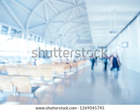 Abstract blur and defocused airport terminal interior for background