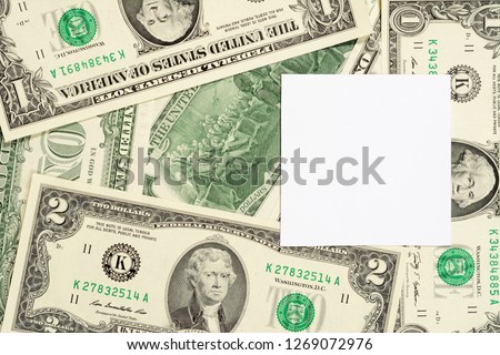 Dollars banknotes background with copy space on white, high resolution photo close up macro.