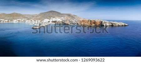 Scenic view of sea and mountain Milos Island Greece