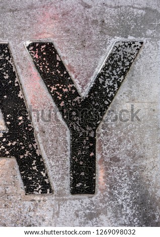 Written Wording in Distressed State Typography Found Letter Y