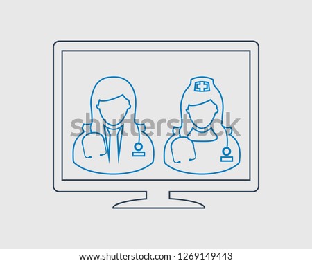 E-Health Care line Icon on gray background