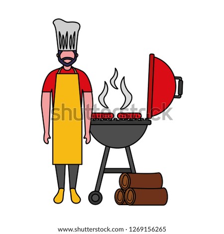 chef man withbarbecue grill sausages