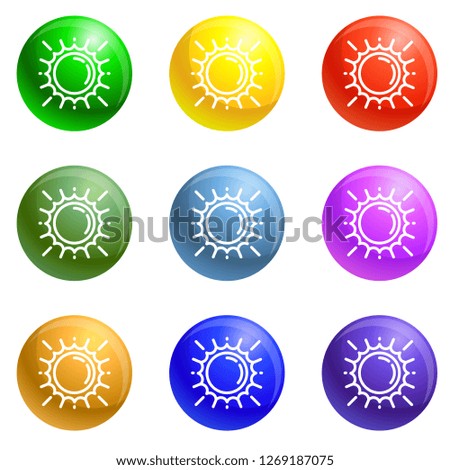 Space sun icons vector 9 color set isolated on white background for any web design 