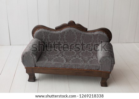 grey children's sofa. sofa for newborns. small sofa
