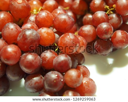 Ripe red wet grape with water drops - Image