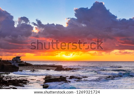 Beautiful sunset at the coast, La Jolla, San Diego, California.