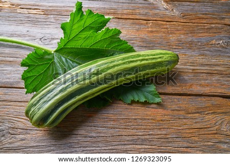 zucchini vegetable and leave on wooden board