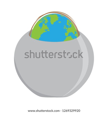 Earth on a flower pot. Earth day. Vector illustration design