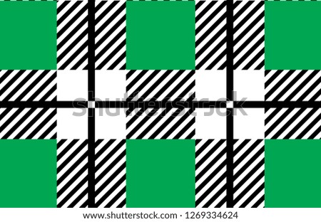 Checkered gingham fabric pattern in green white and black.Vector illustration.EPS-10.
