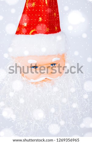 Santa Clause ,christmas card , white background , snowing