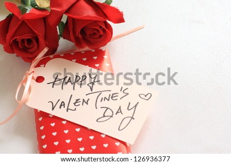 Valentine's day card and wrapped chocolate box