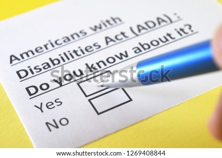 Americans with disabilities act(ADA): do you know about it? Yes or no Royalty-Free Stock Photo #1269408844