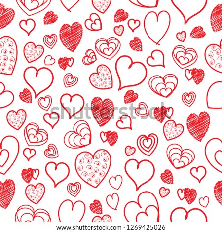 Cute seamless doodle heart background. Perfect for gift wrapping , valentines card, fashion. home decor. 