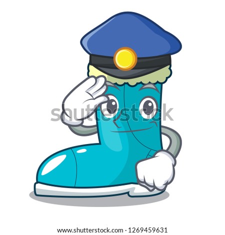Police winter boot shoe in shape cartoon