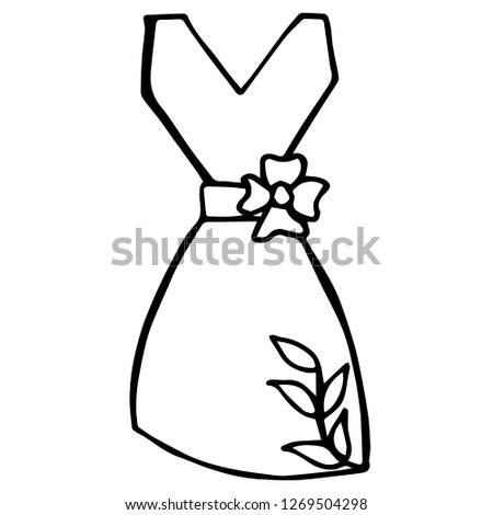 Black Women Fashion Dress. Vector Illustration for Graphic Design, Outline, Isolated and Background