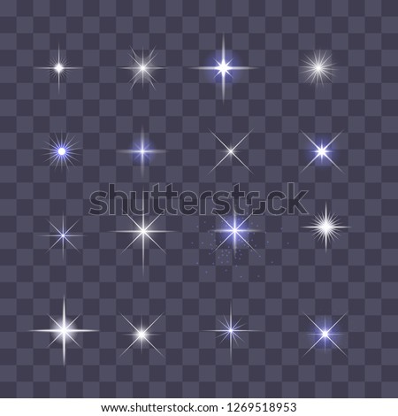 Starburst, stars and sparkles burst glowing light effect on transparent background. Transparent star. Royalty-Free Stock Photo #1269518953