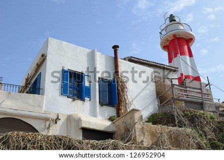 Lighthouse with blue window