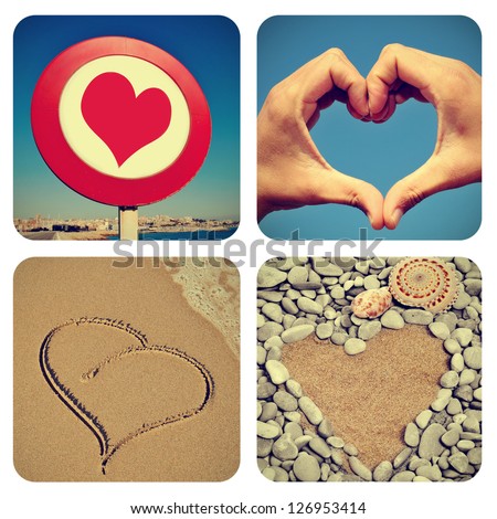a collage of pictures of different heart-shaped things