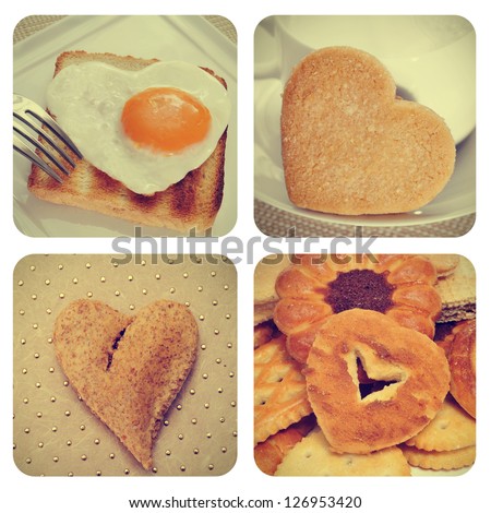 a collage of pictures of different heart-shaped food