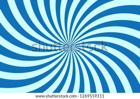 Vector simple blue background. Spiral stripes in retro pop art style