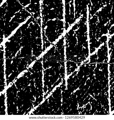 Grunge black and white abstract background. Vintage old surface in scratches, chips, cracks. Pattern for printing dirt, stains, scuffs. Texture monochrome dark