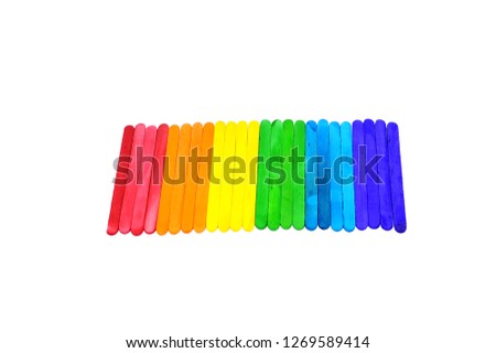 Colorful ice-cream sticks on white background, isolate
