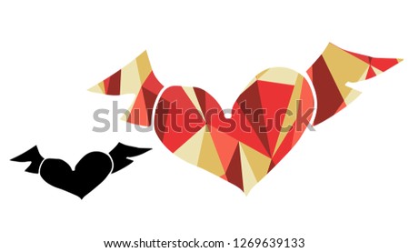 Black and Living Coral Color of Heart. Vector Illustration for Graphic Design, Outline, Background, Logo, T-shirt and More.