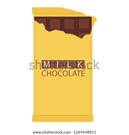 Milk chocolate bar. Vector illustration isolated on white background. 