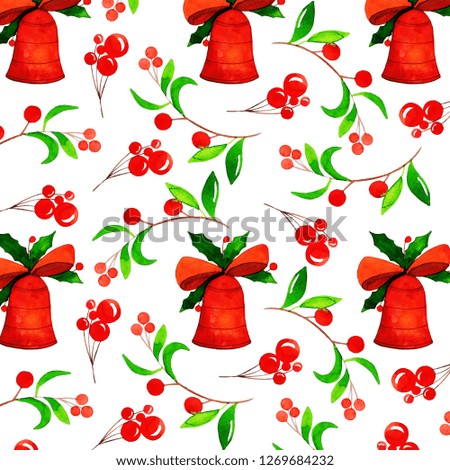 Watercolor Colorful Christmas Pattern Background