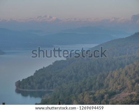 Mountains in Lake of Torreciudad, Huesca. Aragon,Spain