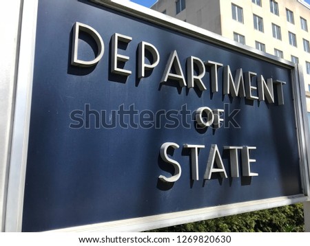 US Department of State Exterior&Sign Royalty-Free Stock Photo #1269820630
