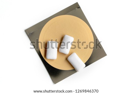 Nicotine patch and chewin gum used for smoking cessation isolated on white background Royalty-Free Stock Photo #1269846370