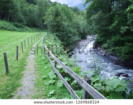 Seez river in Weisstannen village and Weisstannental valley - Canton of St. Gallen, Switzerland