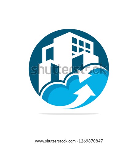 Vector illustration icons with the concept of smart city management based on cloud computing technology