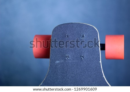
Skateboard isolated on a gray background. Skateboard in studio. Image