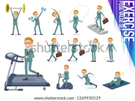 A set of businessman on exercise and sports.There are various actions to move the body healthy.It's vector art so it's easy to edit.