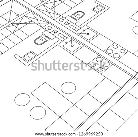 modern house building architectural drawing
