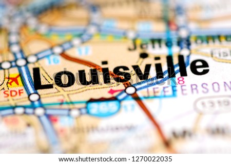 Louisville. Kentucky. USA on a geography map Royalty-Free Stock Photo #1270022035