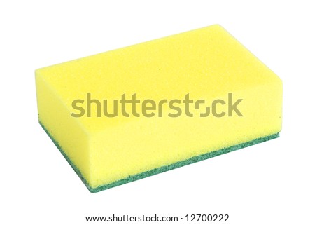 Sponge in Yellow and Green Isolated on a white background