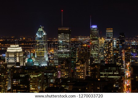 Downtown of Montreal, Quebec, Canada at Night