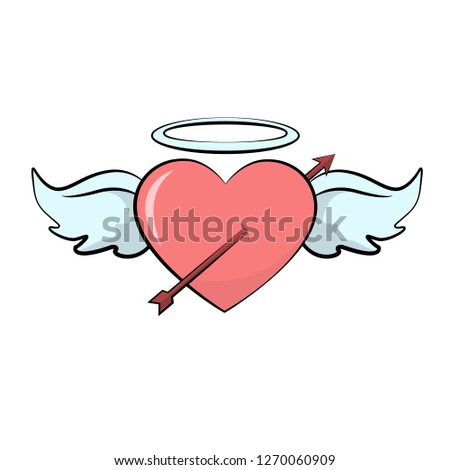 Valentines heart card with arrow wings
