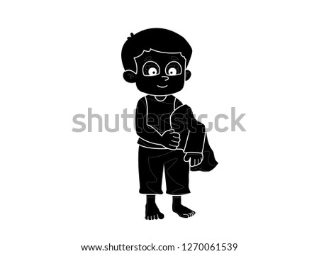 silhouette vector illustration of children wearing clothes