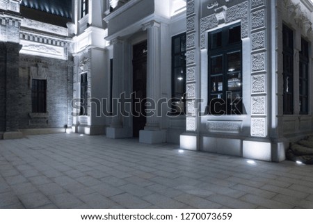 Characteristic building and square open space background