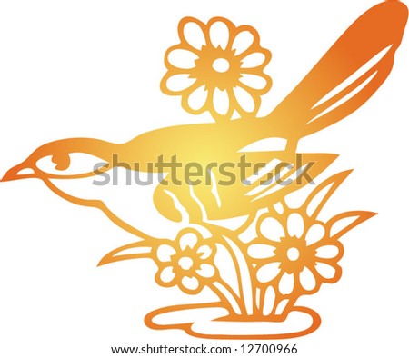 Set of Vector from Traditional Chinese Paper-cut, very popular in North-West China, for celebration of Spring Festival or Wedding