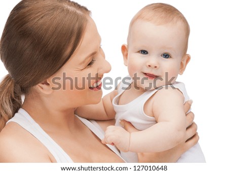 picture of happy mother with adorable baby.
