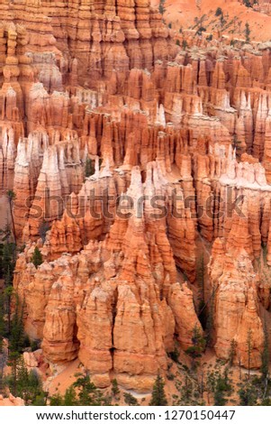 Rock formations and hoodoos, Sunset Point, Bryce Amphitheater, Bryce Canyon National Park, Utah, USA.