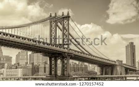 The Manhattan Bridge as seen from East River, New York.